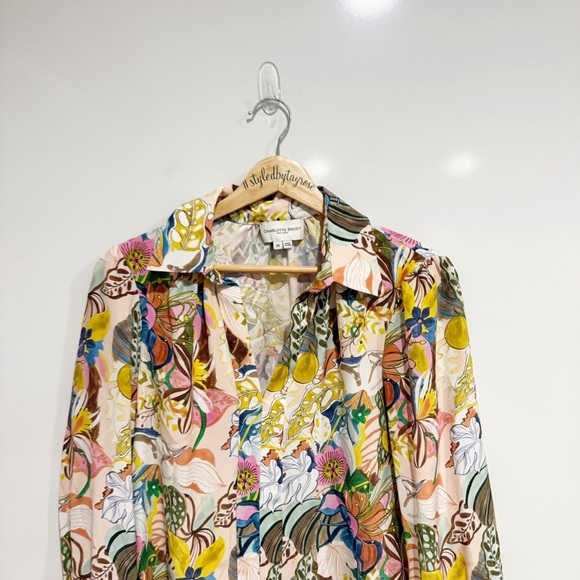 Charlotte Brody New York Floral Print Button Down Silk Blouse Top - Picture 4 of 8